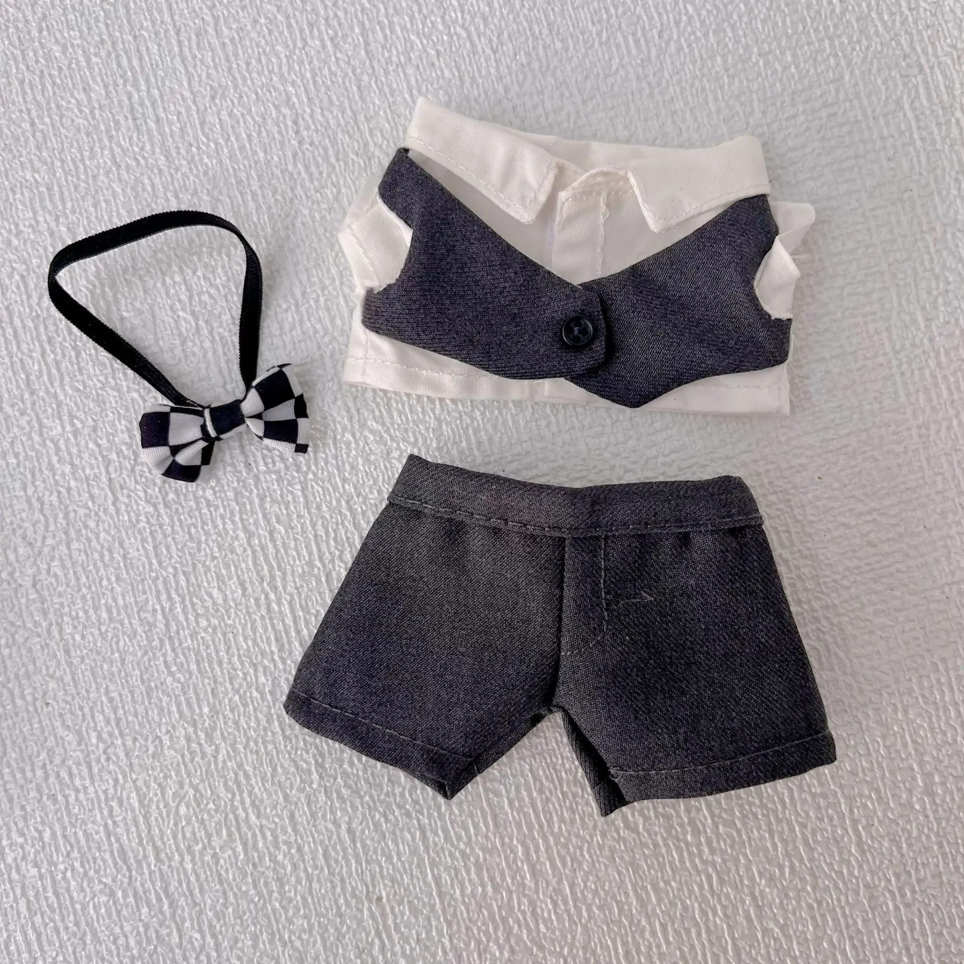 ลาบูบูชุดสูทสไตล์เจ้าบ่าวสำหรับตุ๊กตาเจน 1-3 15/17 ซม.เสื้อกั๊กหรูหราเสื้อกางเกงขาสั้นโบว์ไทชุด