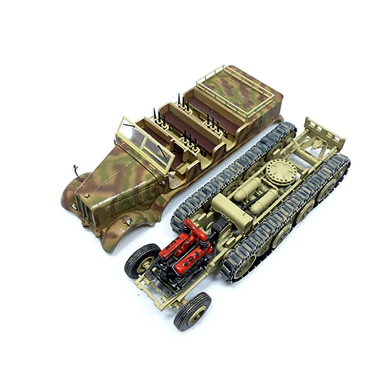 1/72 Schaal Duitse Sd.Kfz.8 12-ton Half-track 88 Gun Towed Trailer Troop Carrier Simulatiemodel Display Collectible Toy Gift