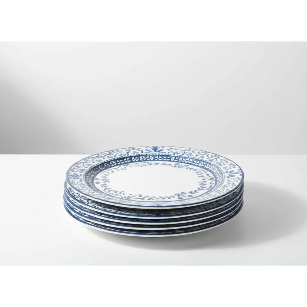 

6-Piece Chip Resistant Dinner Plates Set, Triple Layer Glass, Lightweight & Stackable for Family Dining