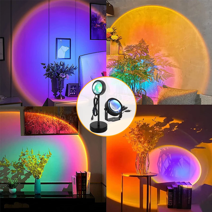 Pôr do sol inteligente lâmpada tuya usb pôr do sol projetor luz rgb vida inteligente app remoto para sala fotografia fundo decoração iluminação