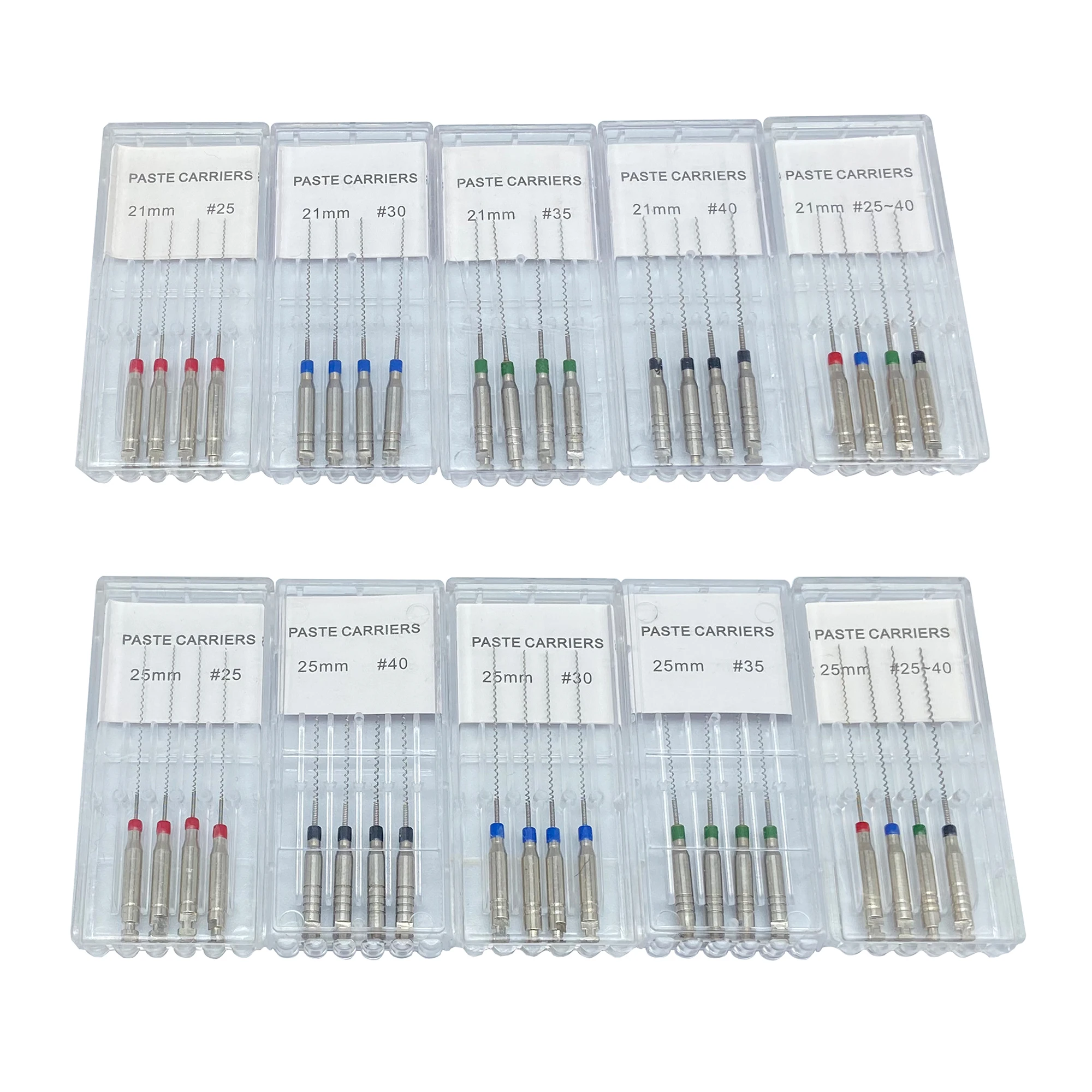 WELL CK 4pcs/Box 21/25mm #25-40 Dental Rotary Paste Carriers Spiral Filler Lentulo Assorted Engine Filling Paste Dentistry Tool