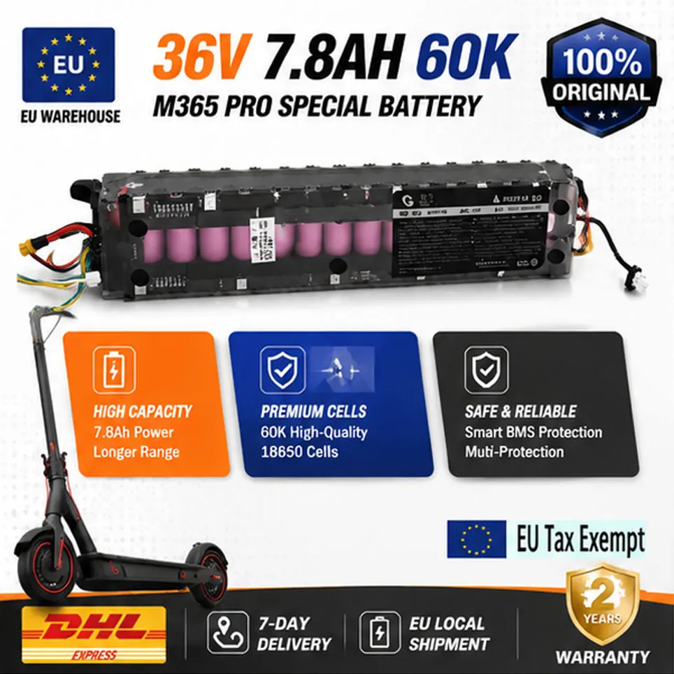 Batterie de remplacement supérieure 36V 7800mAh pour trottinette Xiaomi M365 Pro - Assure une autonomie plus longue et une alimentation stable