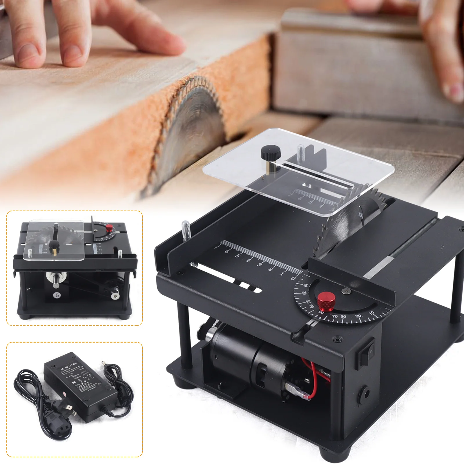 Mini Sliding Table Saw Kit Multifunction Woodworking DIY Hobby Model Sliding Cutting Bench Saw Household 8500r/min