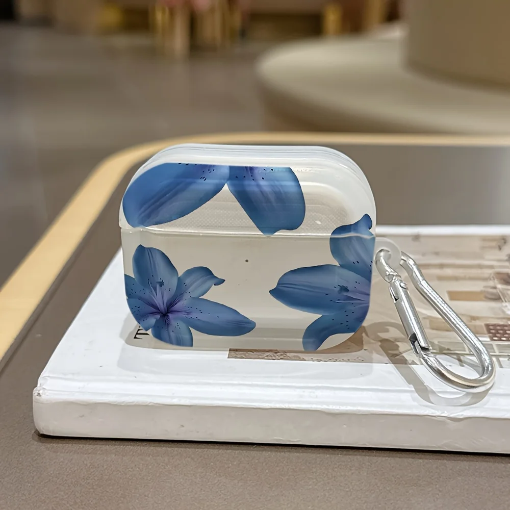 Blue flowers  Protective Case for Apple Headphones, Suitable for Airpods 1/2, for3, 4, for Airpods Pro, for Airpods Pro 2