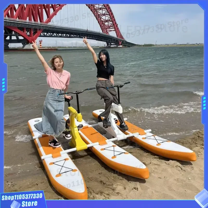 Stable Inflatable Double Wall Material Water Bicycle 2 Seater Pedal Boat Aqua Cycle for Family Friends Entertainment