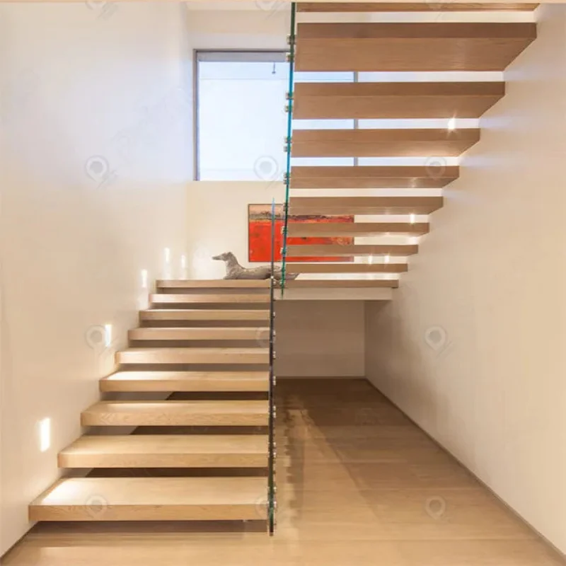 custom.Prima Factory Sale Steel Indoor Straight Red Oak Wood Floating Stairs  Loft Ladder Attic Stairs Steel Stairs