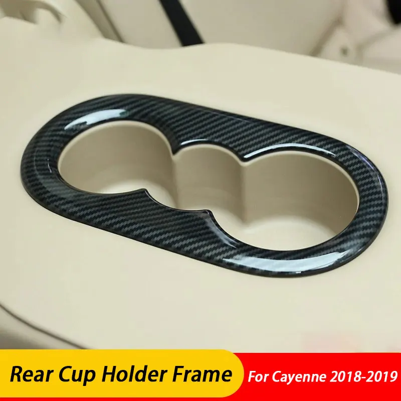 

Для Porsche Cayenne 2018 2019, ABS автомобильный задний подлокотник, панель чашки для воды, декоративная наклейка, модификация рамки, аксессуары для интерьера