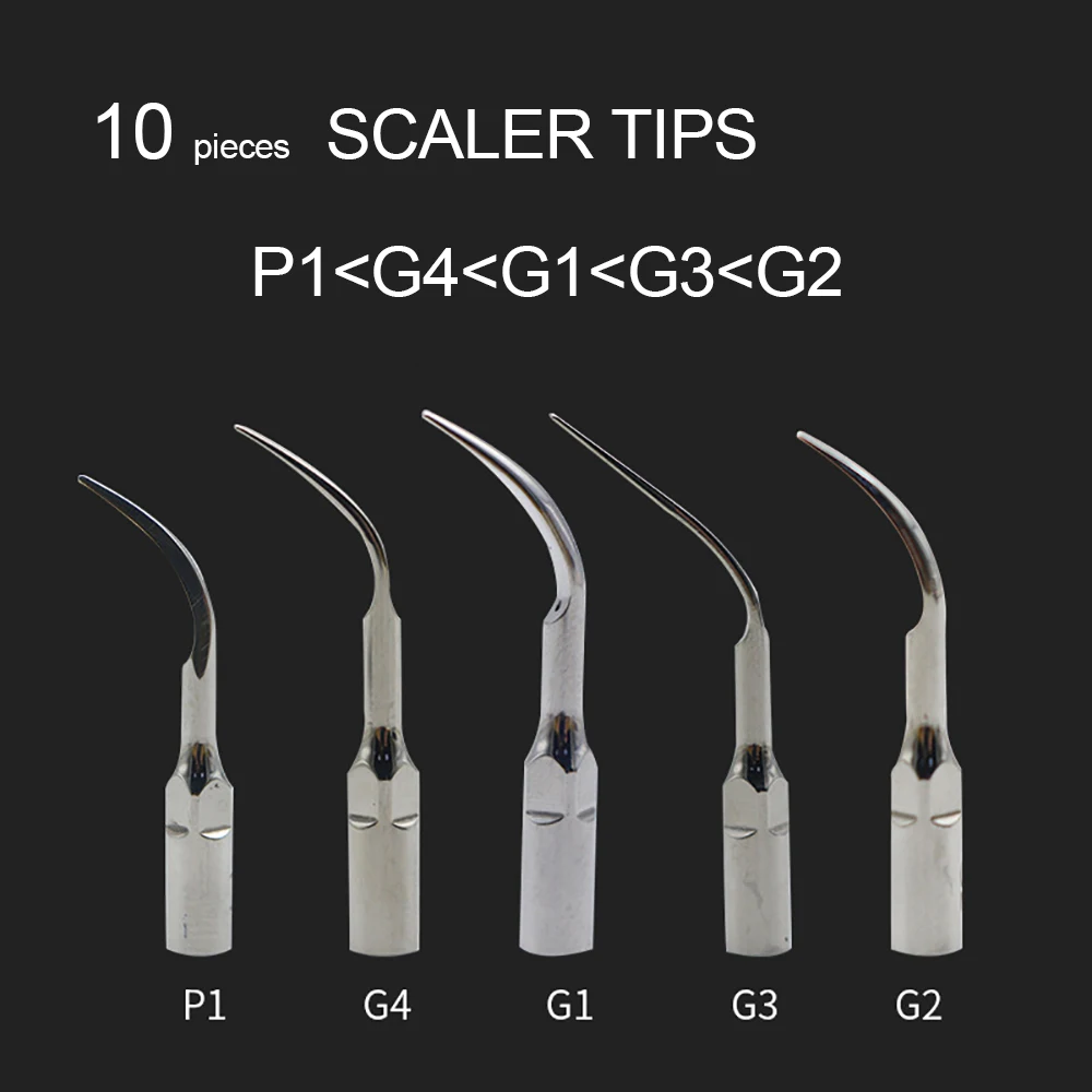 

10pcs Dental Scaler Tips Ultrasonic Dental Cleaner Head P1 G1 G2 Dentist Materials Dentistry Tools Calculus Remove Cutter Head