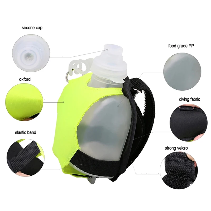 Mini Running Wrist Water Bottle Kettle Holder Wrist Storage Bag Hydration Pack Soft Flask For Marathon Riding Fitness Climbing