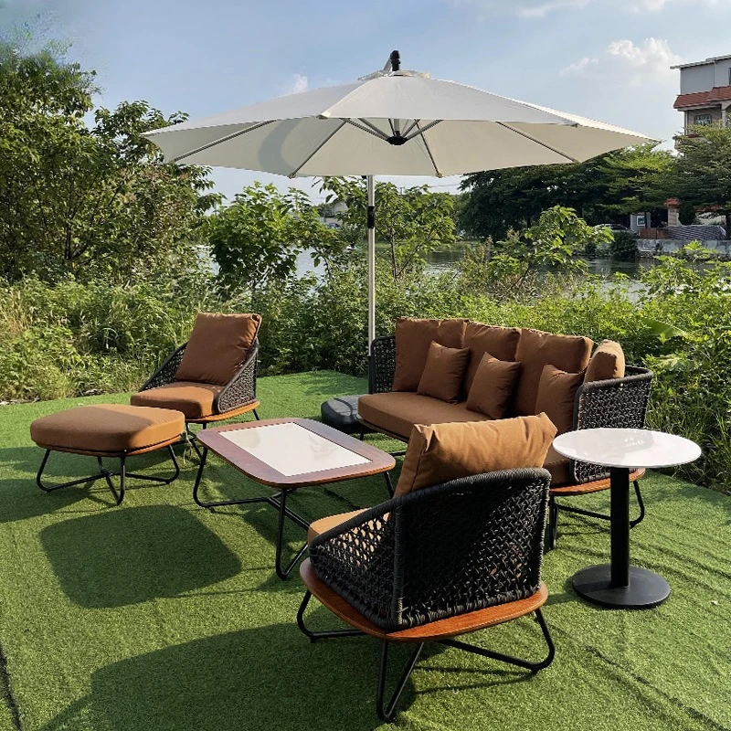 

Outdoor courtyard rope table and chair garden villa outdoor balcony leisure rattan sofa furniture outdoor creative rattan chair