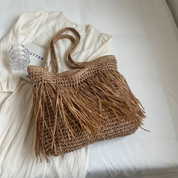 Hot selling 2024 designer high-quality straw woven women's handbag, casual interior compartment, large capacity shoulder bag