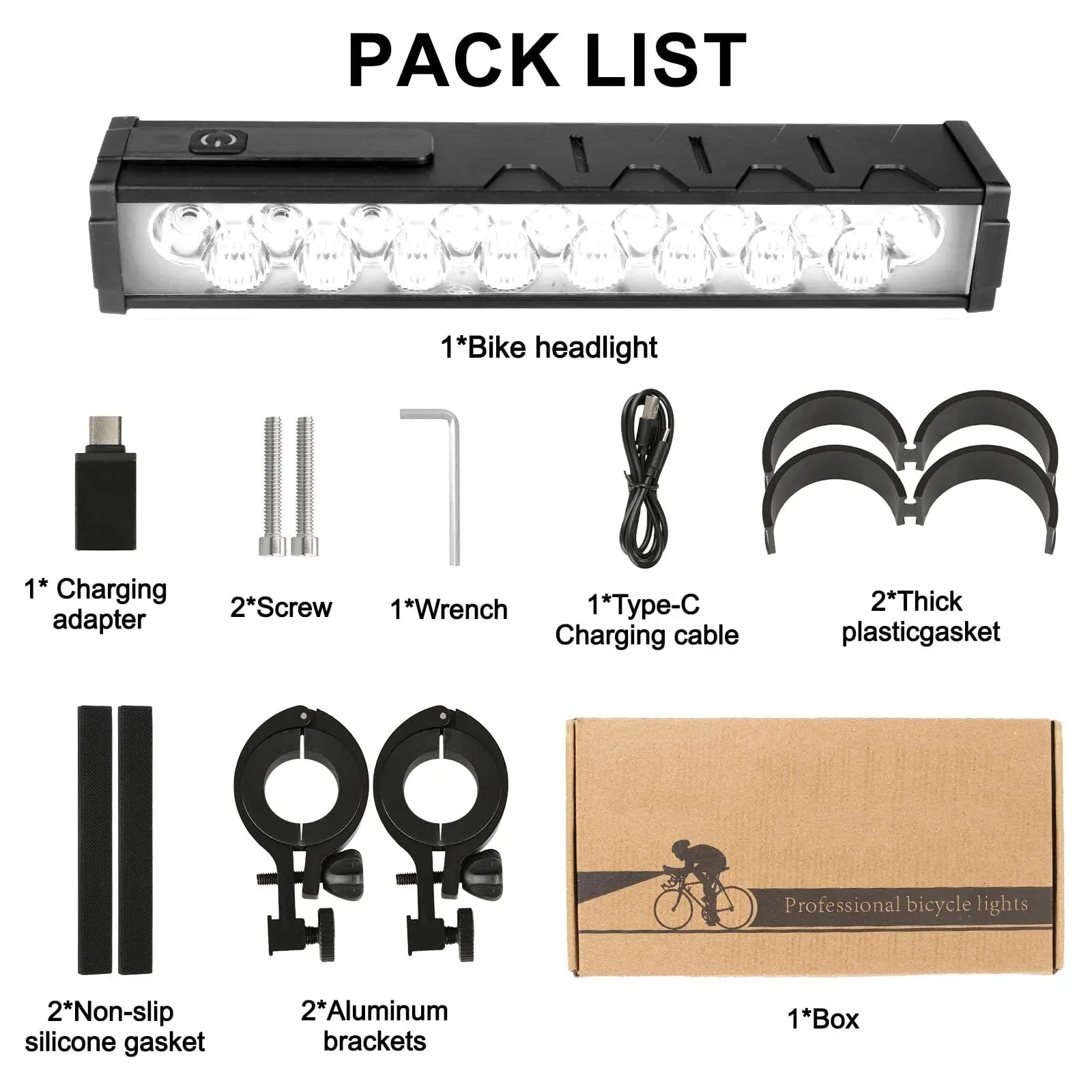 Lampu sepeda Beam lebar, lampu sepeda 17 LED 25500 Lumen dengan 4 mode tampilan daya Digital, lampu sepeda isi ulang USB 10000mAh