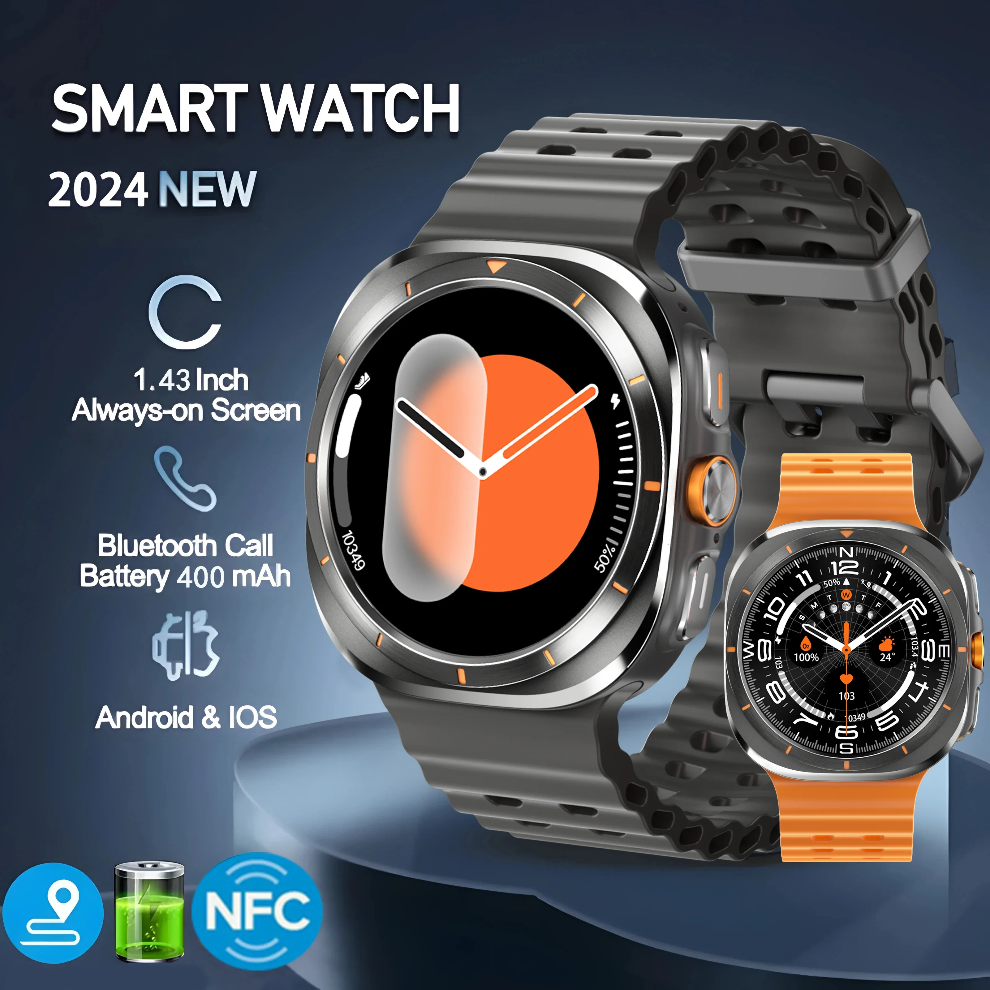 Watch 7 Ultra Men's Smart Watch NFC Bluetooth Call, IP68 Waterproof, New Upgraded for Outdoor Sports All-round Health Monitoring