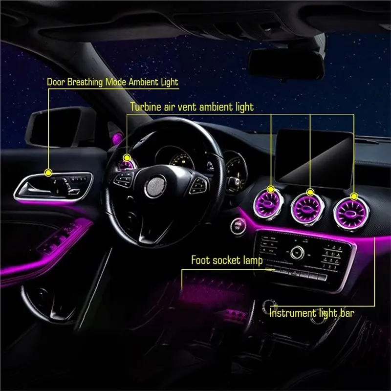A85E-Turbine Air Vent LED Light For Mercedes Benz A W176 CLA W117 C117 W156 GLA Ambient Atmosphere Accessories
