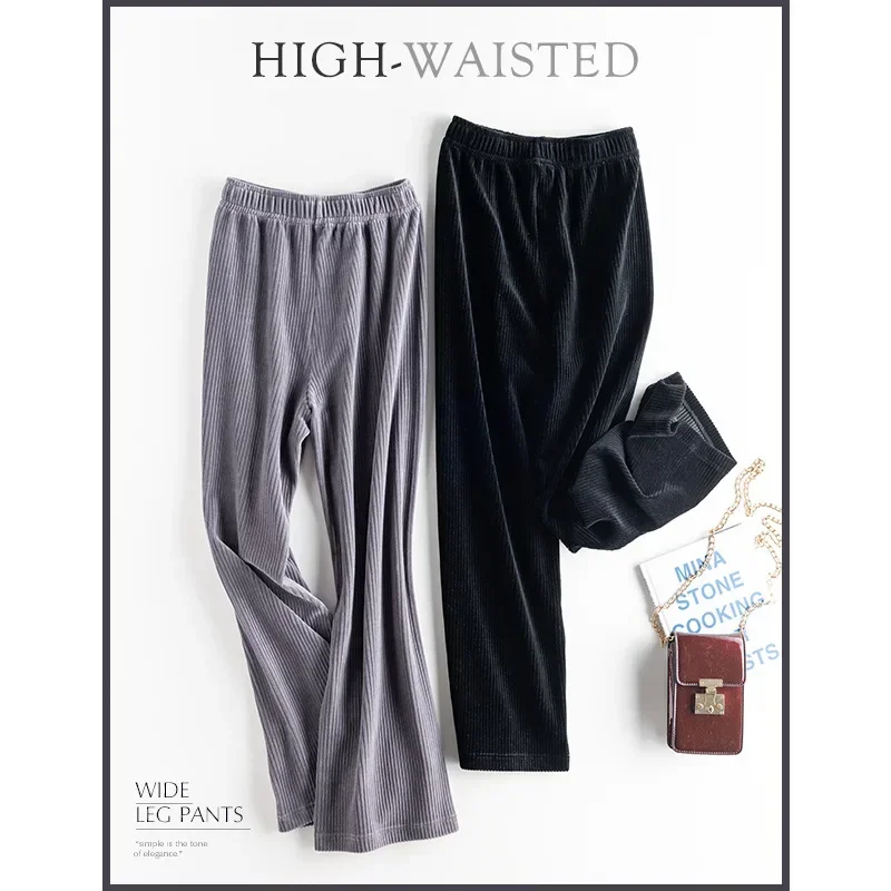 MRMT 2026 Brand New Women's Loose Retro Corduroy Trousers Mopping Pants High Waist Pants Velvet Foggy Casual