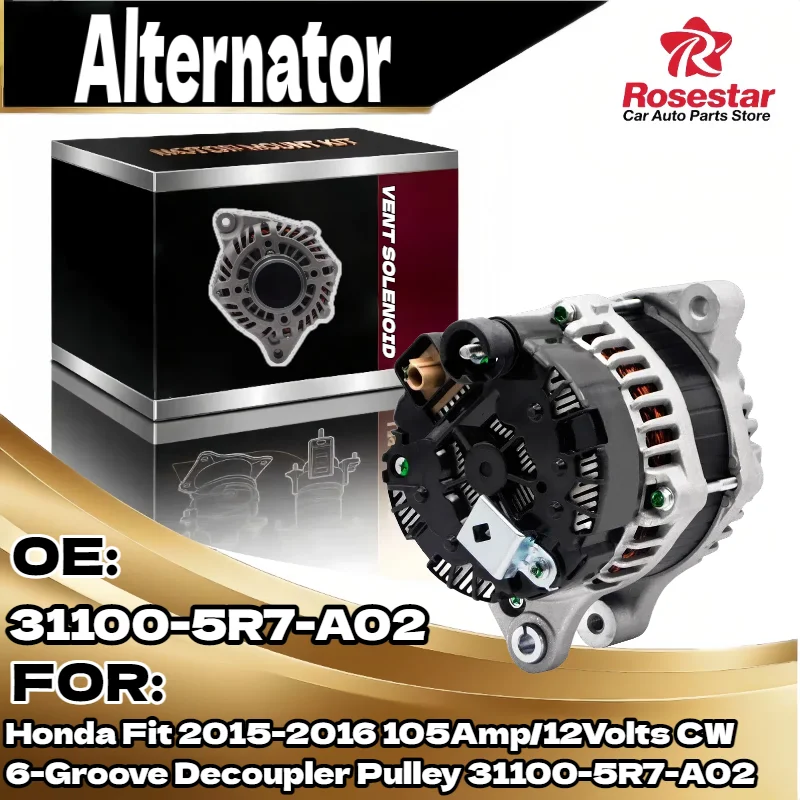 

Auto Alternator for Honda Fit 2015 2016 105Amp 12Volts CW 6 Groove Decoupler Pulley