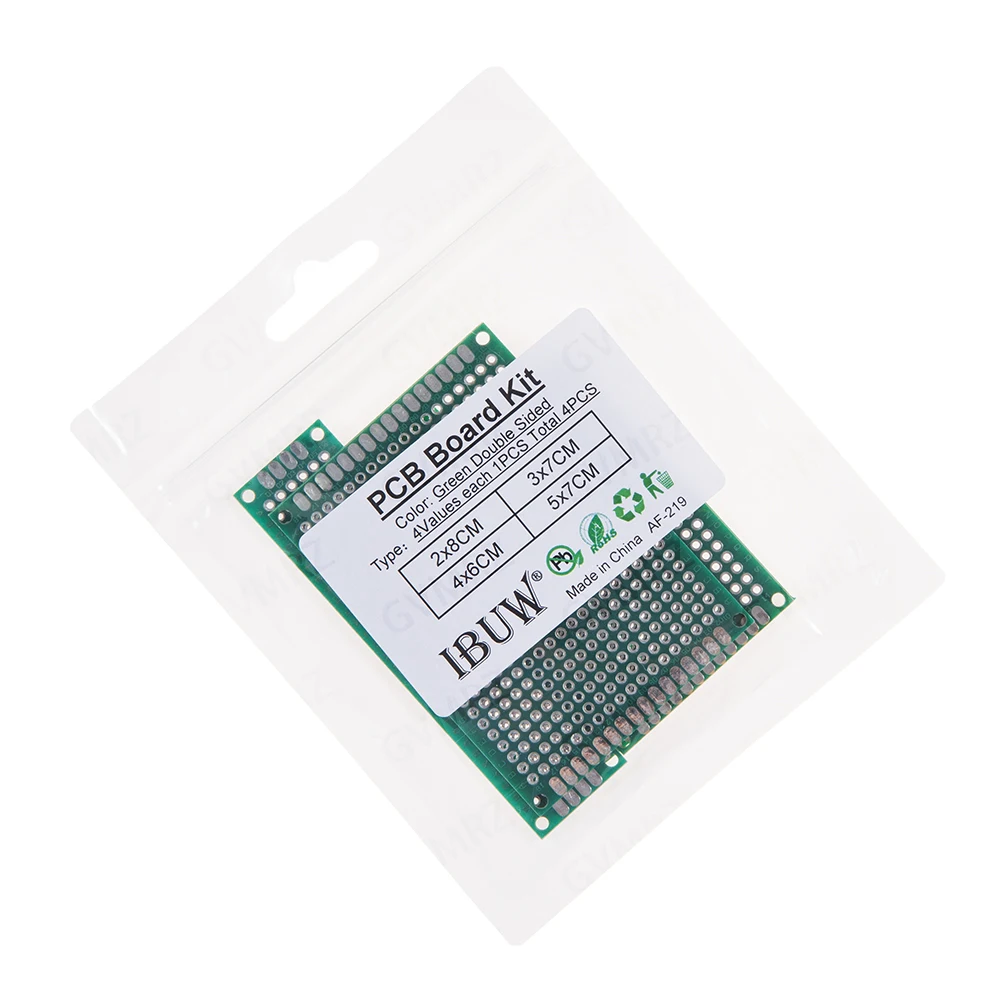 4PCS 3x7 Green Assorted Size PCB Prototype Board 2x8/3x7/4x6/5x7CM Universal Breadboard for Arduino DIY Electronics Project 2x8