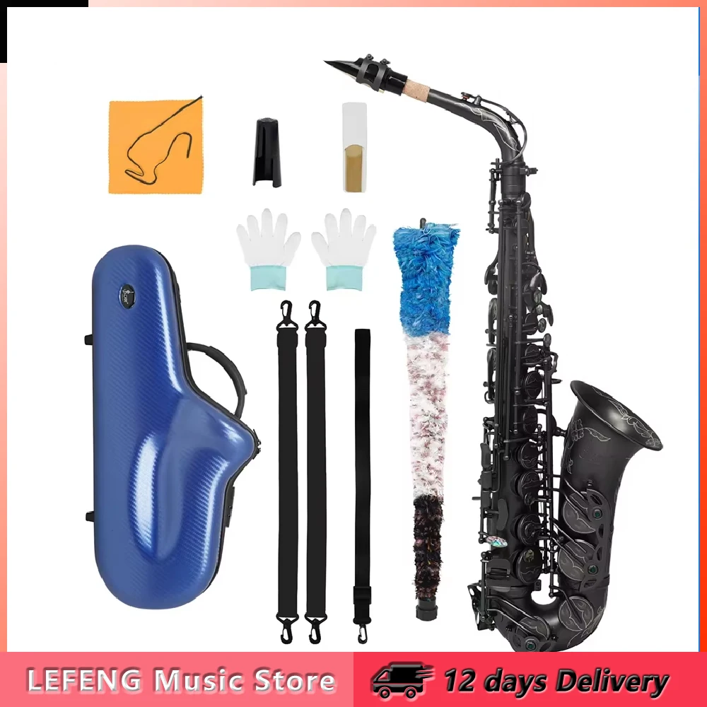 SLADE Alto Saxophone Eb Brass Body Sax High-end Matte Black Saxofone Woodwind Instrument with Case Reeds Gloves Accessories
