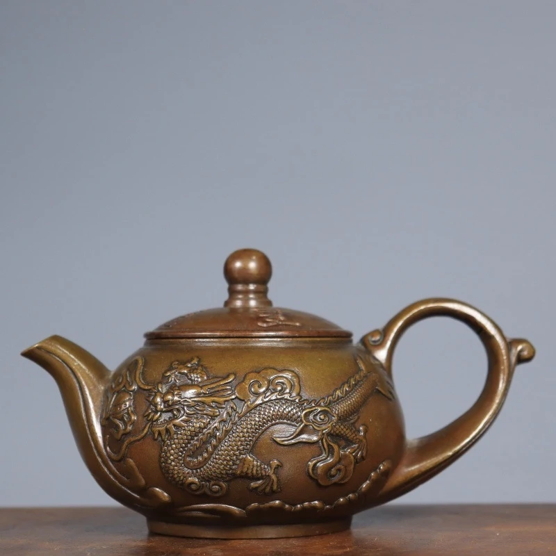Pure brass Longfei teapot, table, ceremony creative water kettle, copper ornament, home office desk set, kung fu tea