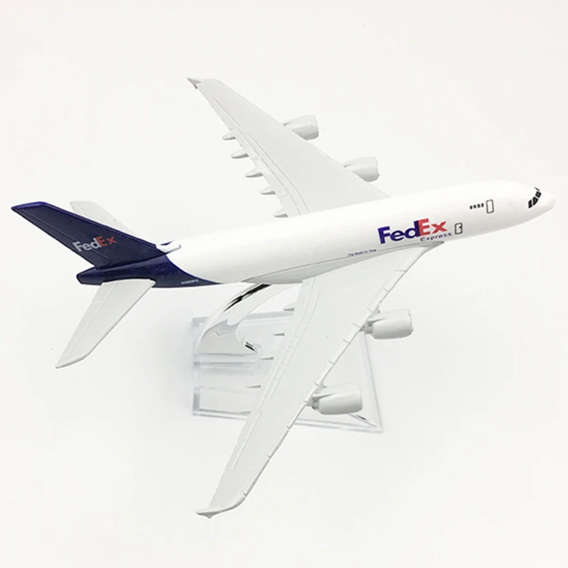 16CM Airplane Model FedEx Cargo Logistics Airbus A380 Airlines Aircraft Diecast Metal Plane Model Toy Gift Collectible