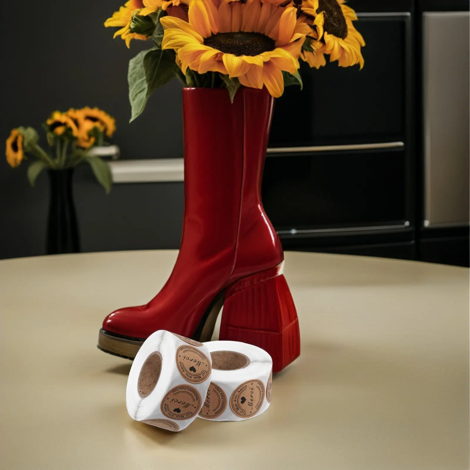 

2 Rolls French Themed Thank You Stickers Craft Paper Self Stick Labels for Wrapping Labels Sealing Envelopes Bubble Mailers