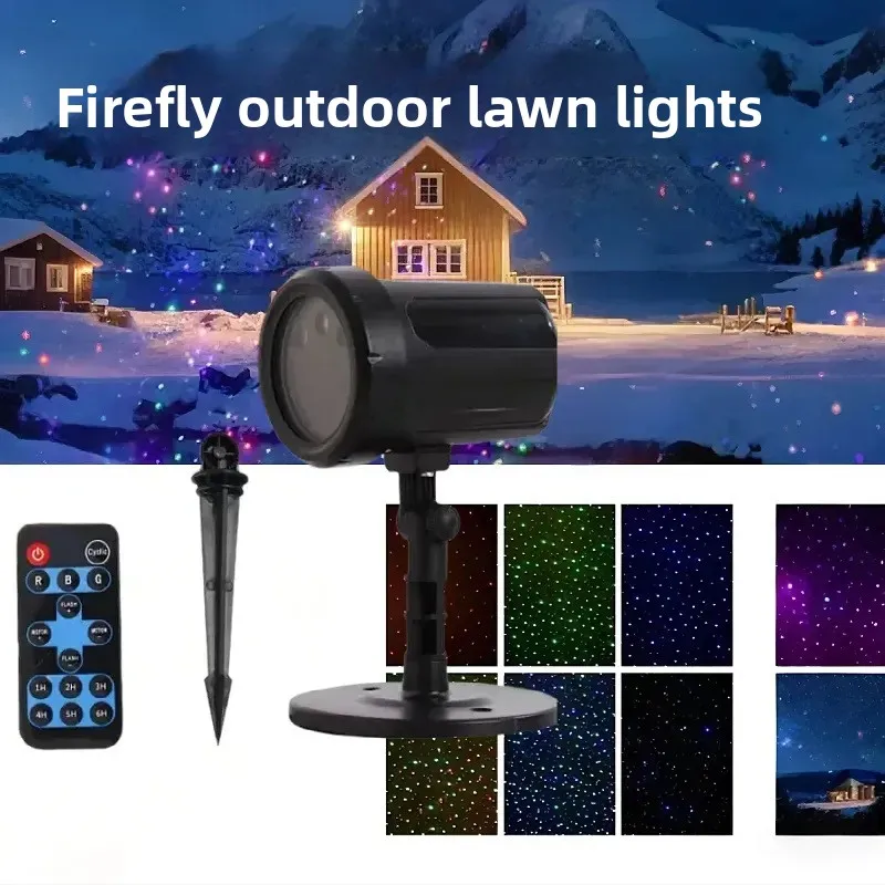 

Tri-Color Laser Firefly Outdoor Projector - Ground Stake Lawn Light for Christmas Halloween Ambience Decor
