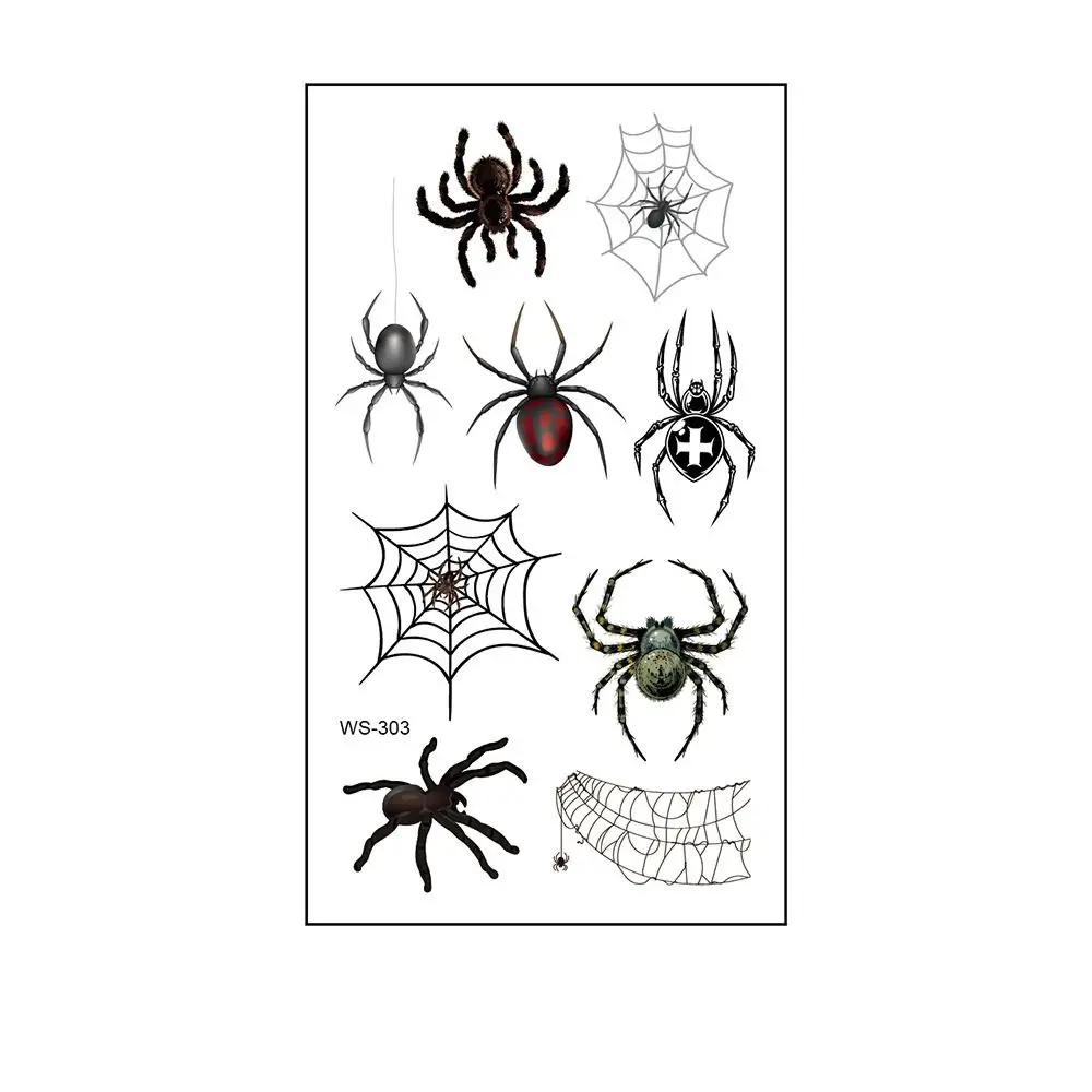 

40Sheets Cosplay Props Spider Temporary Tattoos DIY Lifelike Halloween Stickers Scary Facial Makeup Body Art Stickers Festival