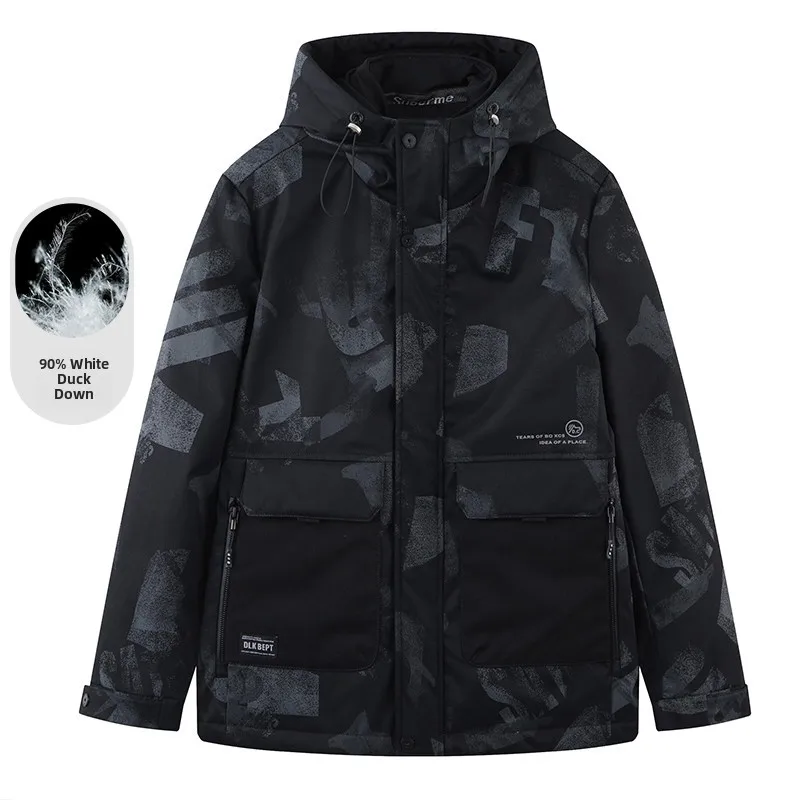 

Homesick 2025 Winter Men's Fashionable Versatile Trendy Warm Windproof Casual Hooded down Jacket Youth Popular Regular Length