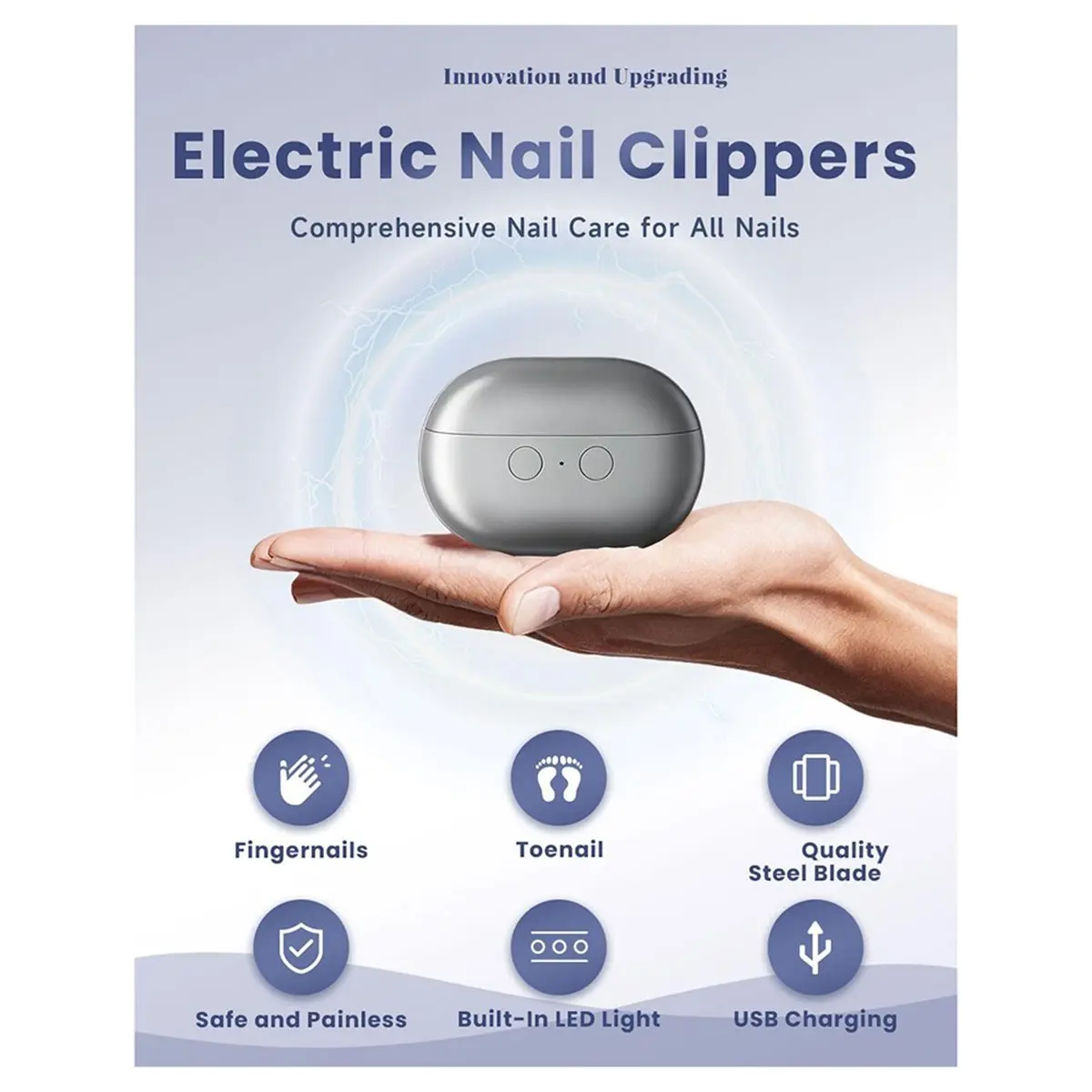 wilwill Electric Nail Clippers Automatic Toe Nail Clippers for Thick Toenails Seniors Smart Toenail Clippers with Led Light