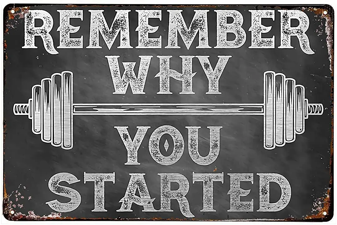 DAOLEG Vintage Fitness Remember Why You Started Tin Sign Gym Lovers Tin Sign Fitness Tin Sign Gym Tin Sign Fitness Decor Retro M