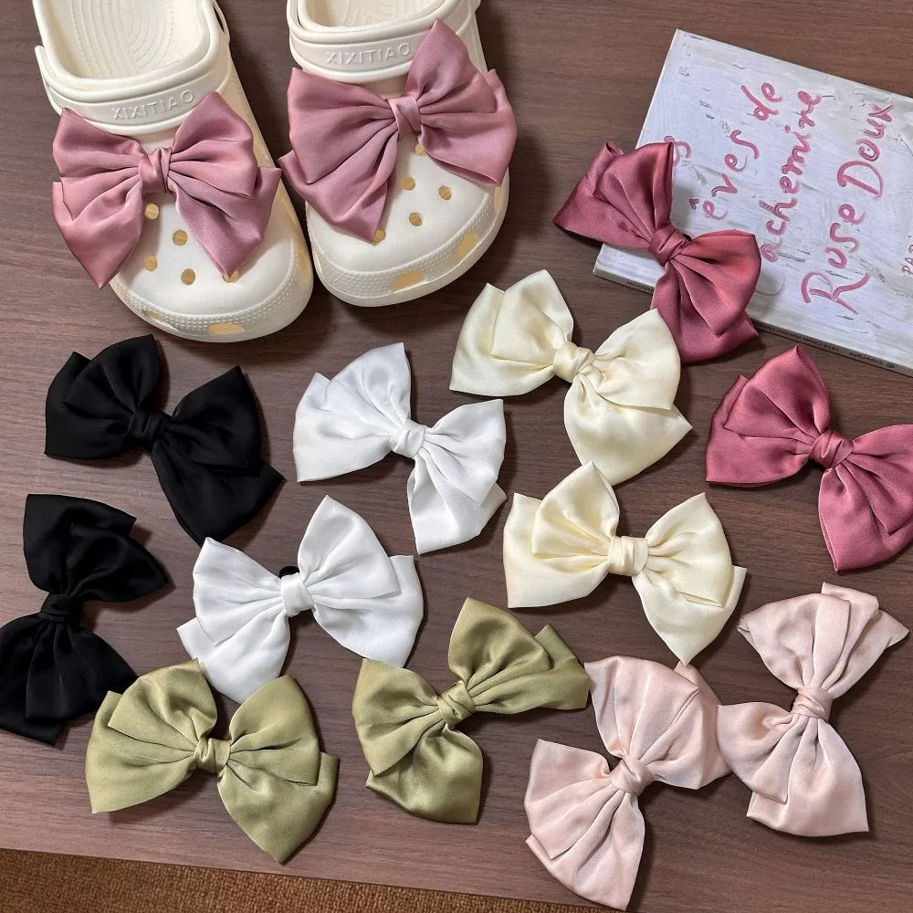 2pcs Cloth Butterfly Bow Shoes Charm Butterfly Shoes Accessories for Girls Hole Shoes DIY Gift