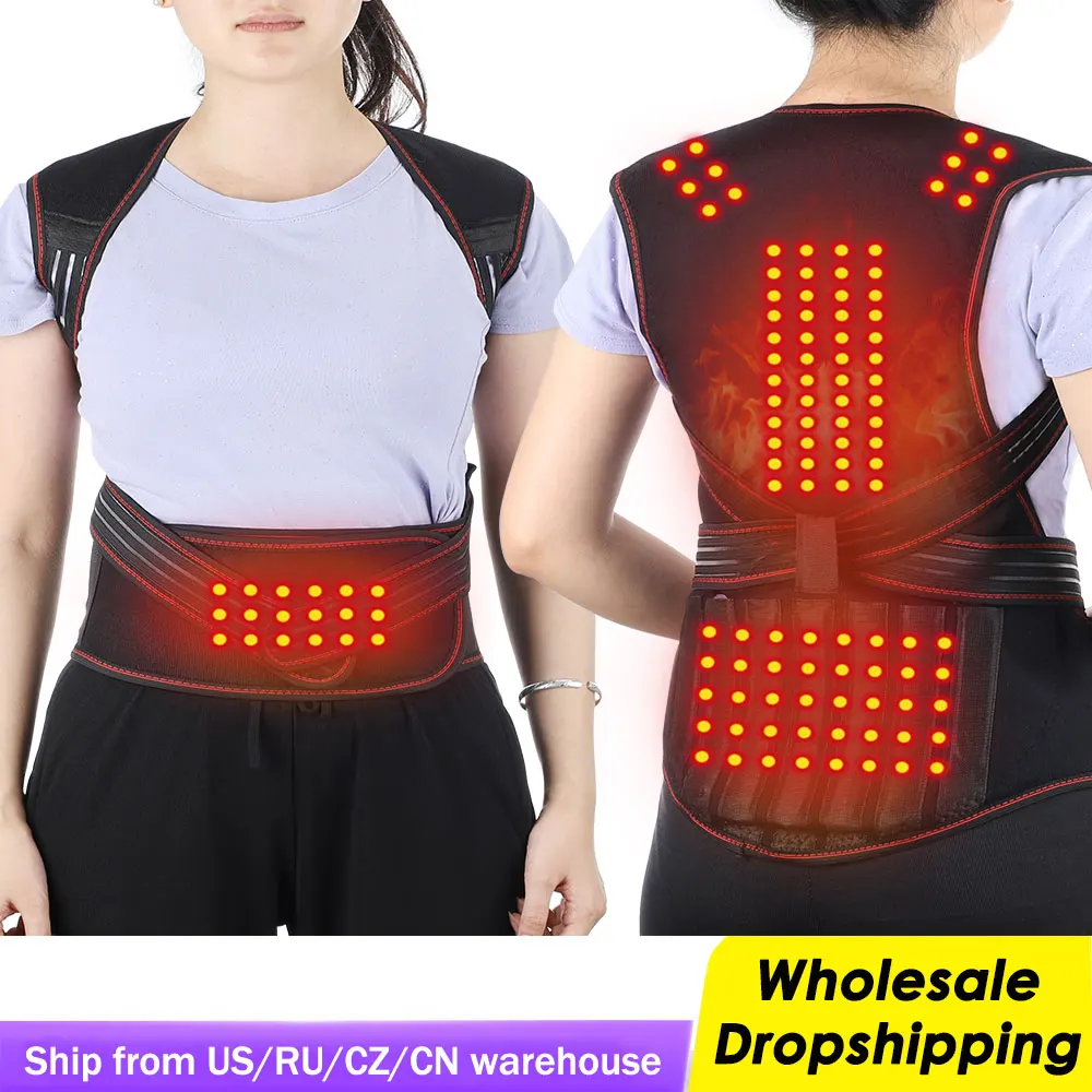 Magnetic Back Support Magnets Heating Therapy Vest Waist Brace Posture Corrector Spine Back Shoulder Lumbar Posture Correction