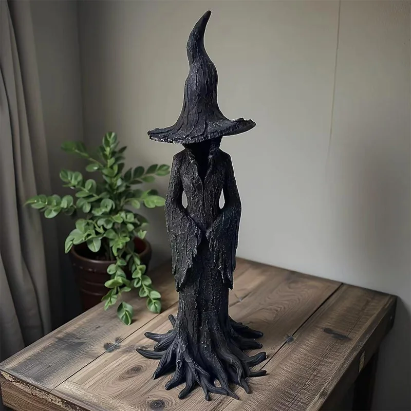 Halloween Witch Statue Dark Style Resin Desktop Ornament Retro Gothic Horror Decor Home Party Decoration Collectible Figurine