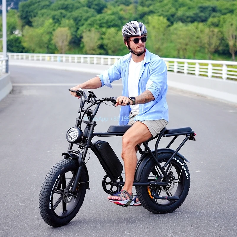 V8 Fat Tire Electric Bicycle 350w Motor 48v Full Suspension 20 Inch Tyre Steel Frame E-bike Ebike Electric fat bike