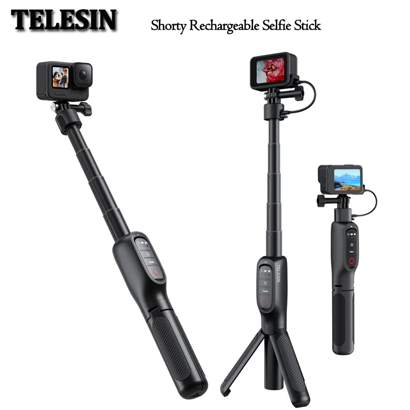 

TELESIN Charging Selfie Stick Power Bank Remote Control Tripod 5000Mha 360° Rotation For Gopro Hero 13 12 11 10 9 MAX