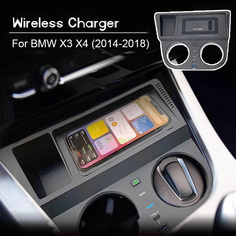 

Wireless Charger For BMW X3 X4 F25 F26 2014 2015 2016 2017 TYPE-C /USB Mobile Phone Charging Charger Interior Plate Accessories