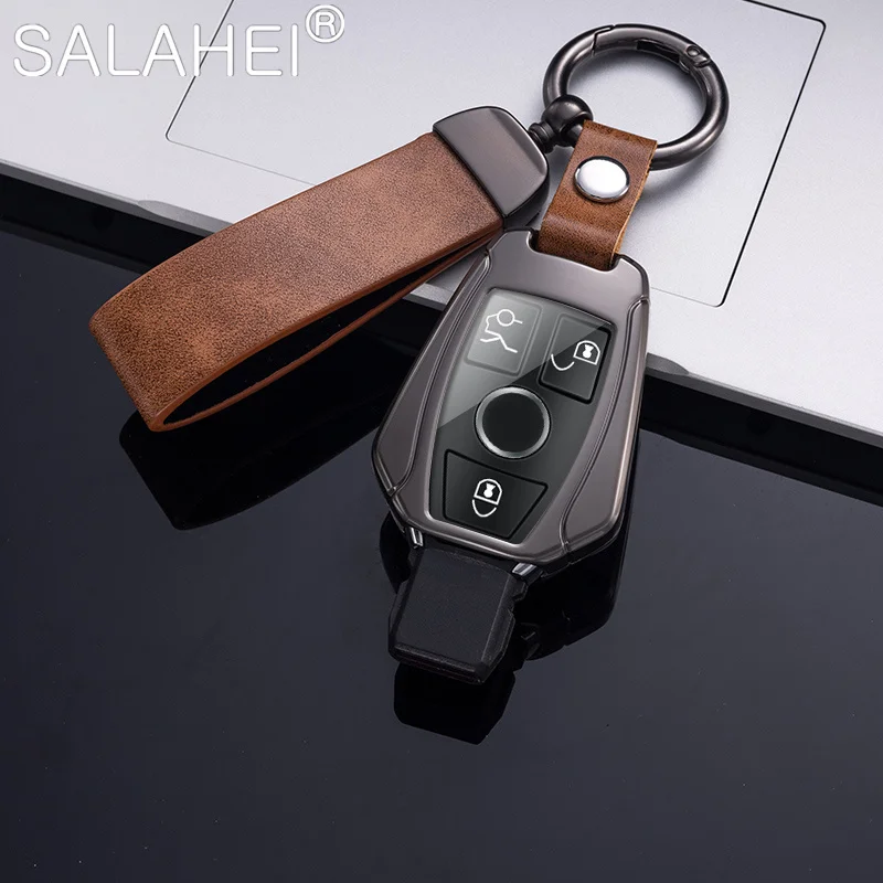 Zinc Alloy Leather Car Key Case Cover For Mercedes Benz CLS CLA GL R SLK AMG A B C S W203 W210 W204 W212 W213 W176 GLC CLA CLK