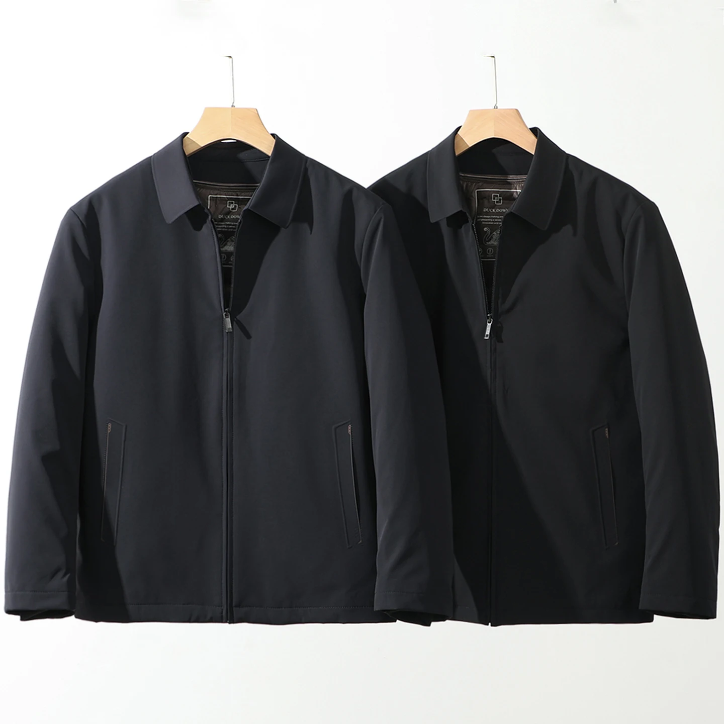 

Мужская городская куртка из нейлона с 90% белым утиным пухом, со съемной внутренней подкладкой, отложным воротником, стандартный крой