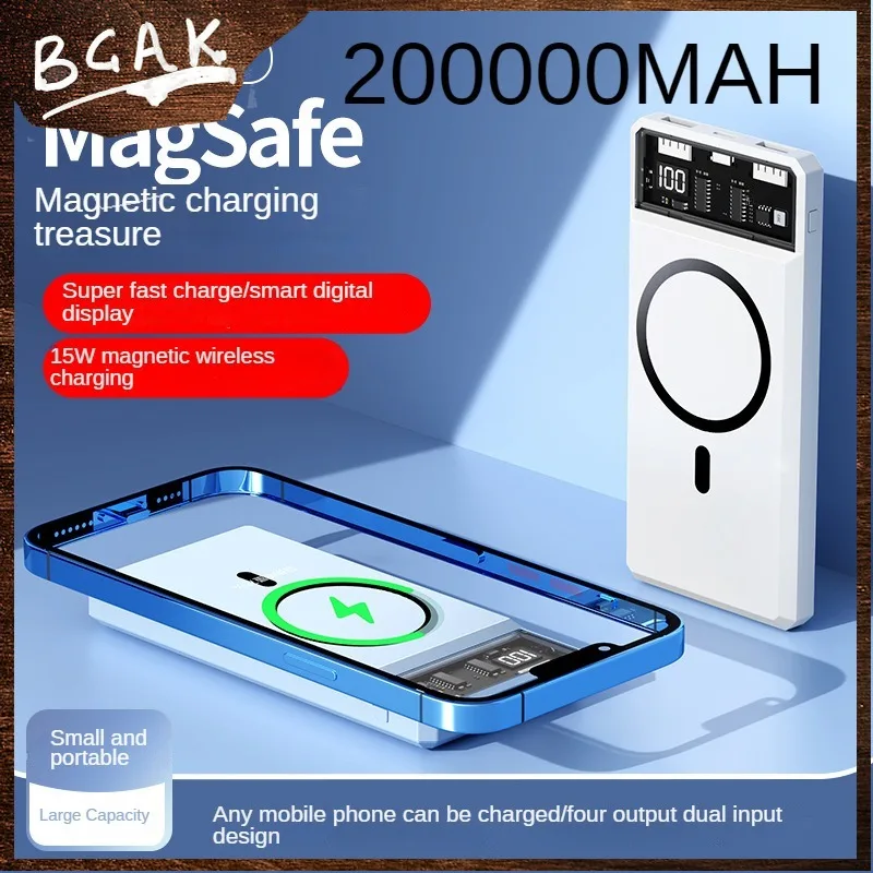 

New Style BCAK 20000MAH 10000MAH New Punk Style Wireless Fast Charging Power Bank Mobile Power Supply Ultra-thin and Large Capac