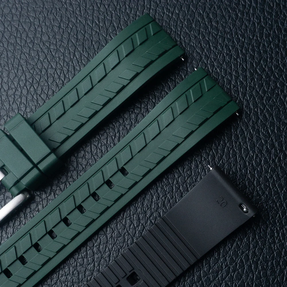 20mm 22mm FKM Rubber Watch Strap Tire Tread Men's Sports Watrproof Strap for Rolex for Seiko Watch Replacement Watchband