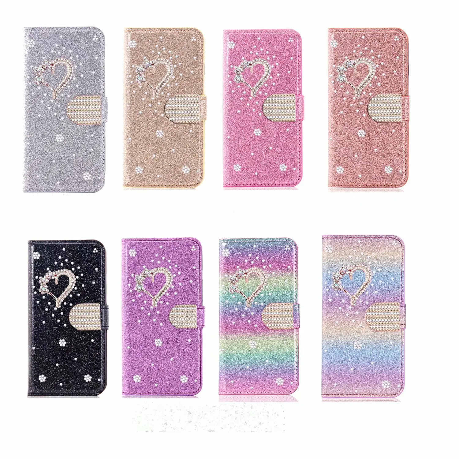 Flip Case for Samsung Galaxy S22 S21 S20 FE S9 S8 J6 J4 Plus Ultra Luxury Glitter Diamond Pearl Leather Wallet Book Phone Cover