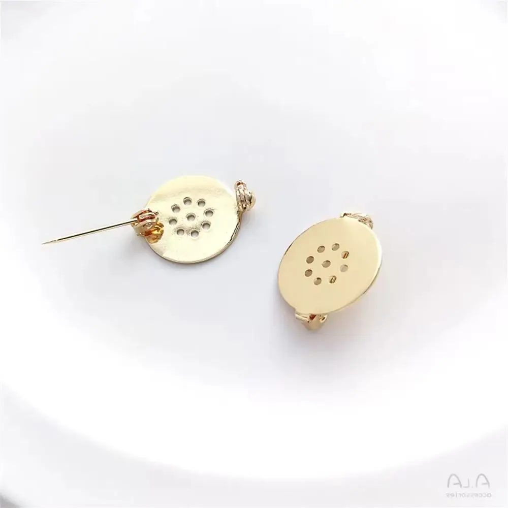 

14K gold wrapped 9-hole disc brooch safety buckle brooch handmade DIY brooch jewelry basic accessories