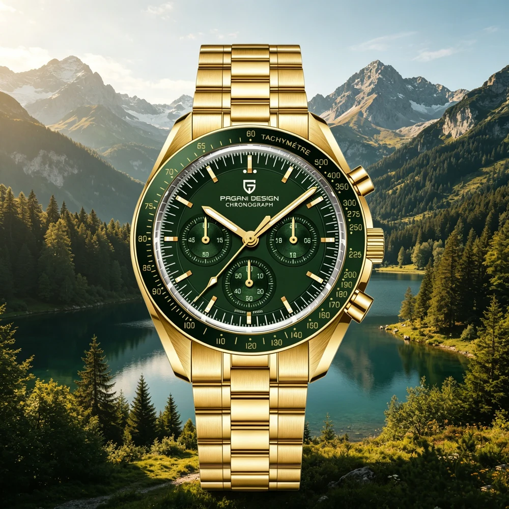 2026 Neue PAGANI DESIGN Gold Luxus Herrenuhren Speed Sports Chronograph Quarzuhr Wasserdicht Leuchtend AR Saphir Geschenk