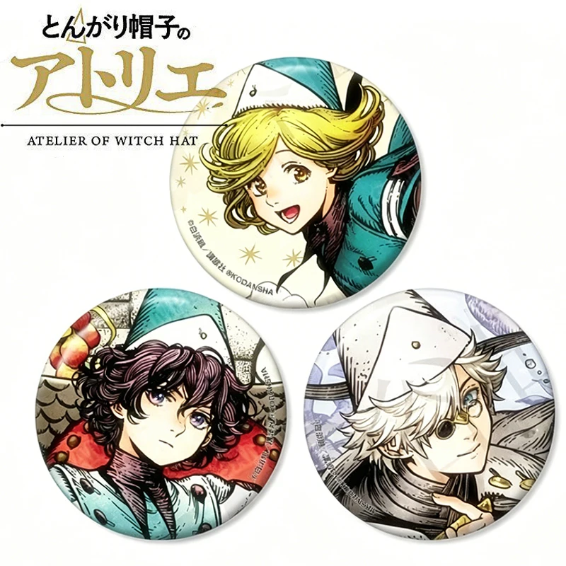 Anime Atelier of Witch Hat Koko Coco Qifrey Olruggio Cosplay Brooch Tinplate Badge 3Pcs/set Pins Bag Accessories Ornament Prop