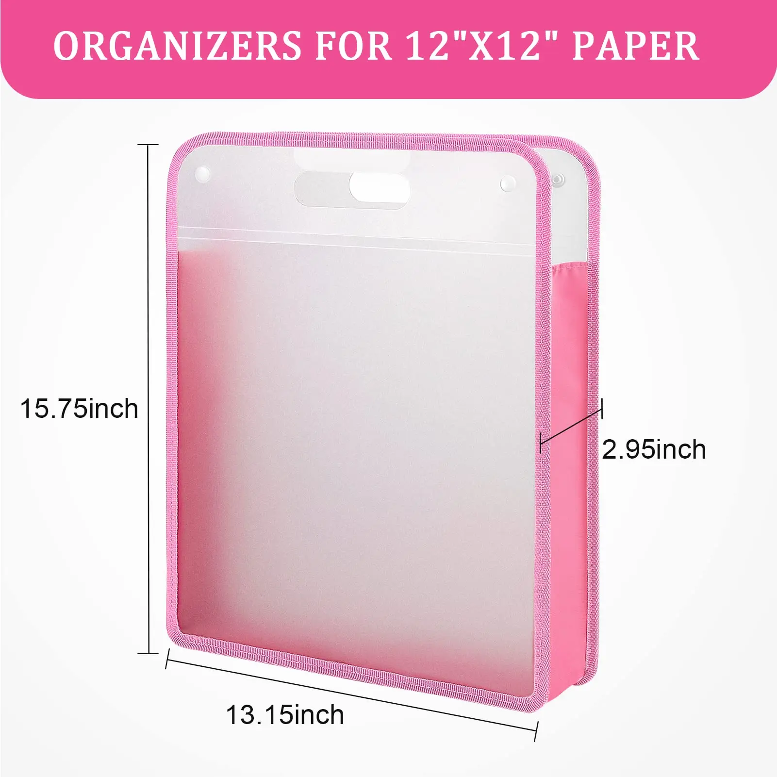 Organizador de armazenamento de papel para scrapbook 12x12, conjunto de 3 folios de papel expansível com alça transparente, perfeito para scrapbook