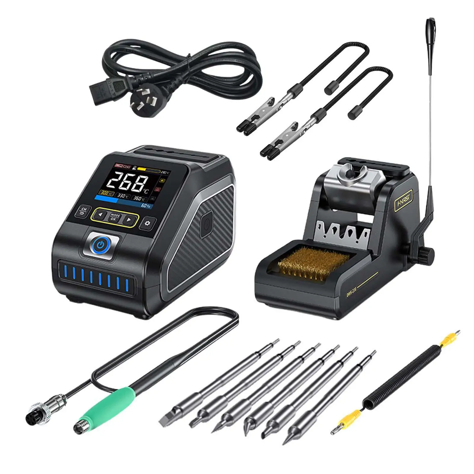 Digital Soldering Station 200W Fast Heating Short Circuit Protection Digital Solder Iron Kit for Chip Repairs PCB Manufacturing
