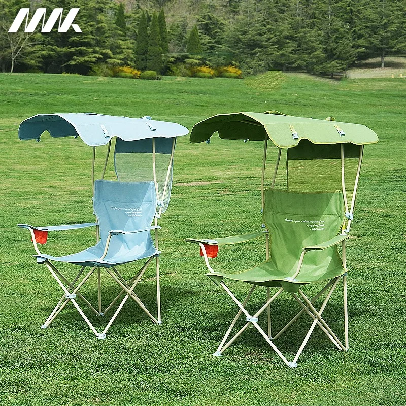 Outdoor Folding Chair with Canopy, Portable Camping Chair for Fishing, Lightweight Backpacking Seat for Travel