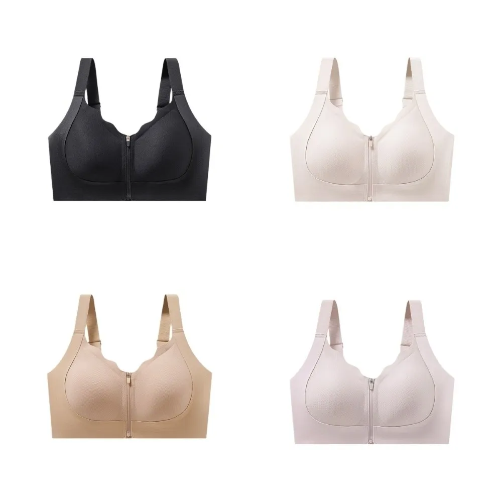 Sujetador Simple con absorción de impacto y cremallera frontal, Push Up, sujetador inalámbrico sin costuras, lencería de copa fija, ropa interior para mujer, práctica de Yoga