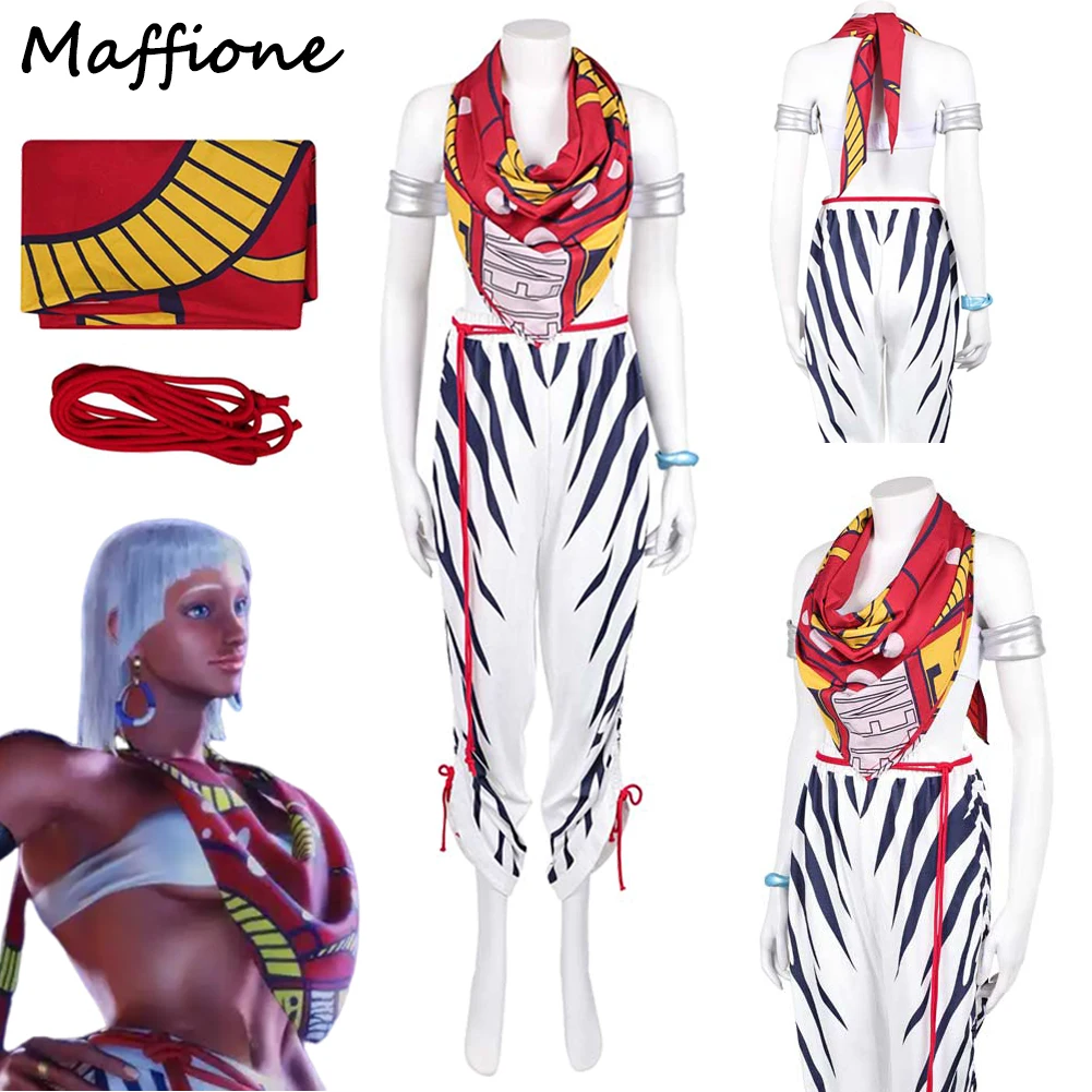 

SF Game Fighter Elena Cosplay Women Costume Fantasia Outfits Adult Girls Disguise Roleplay Uniform Scarf Hand Props Halloween