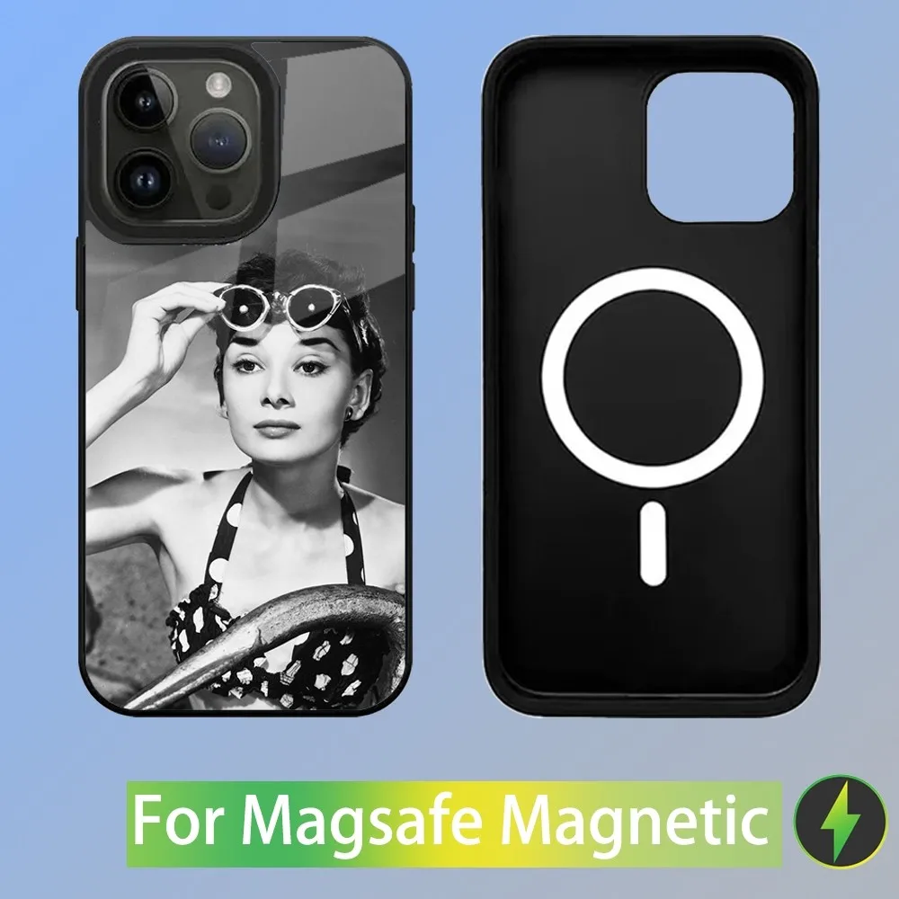 A-Audrey H-Hepburn Phone Case For iPhone 15,14,13,12,11,Plus,Pro,Max Mini Magsafe Magnetic Wireless Charging